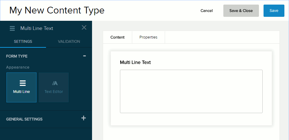 Form Type for Multi-Line Text field