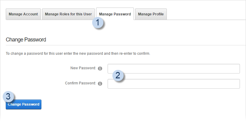 Edit User > Manage Password > Change Password