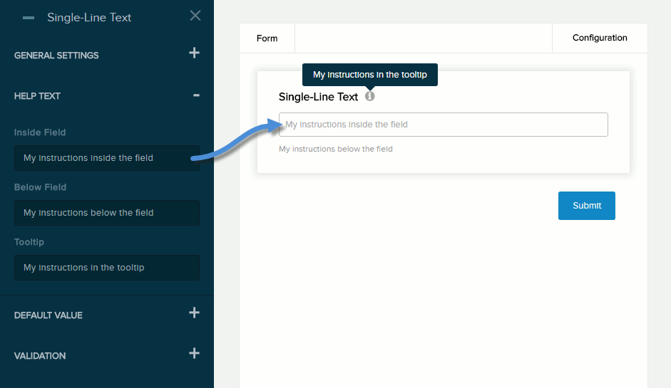 Settings for Single-Line Text field