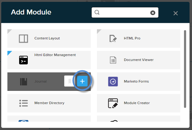 Module List > Hover to highlight the module.