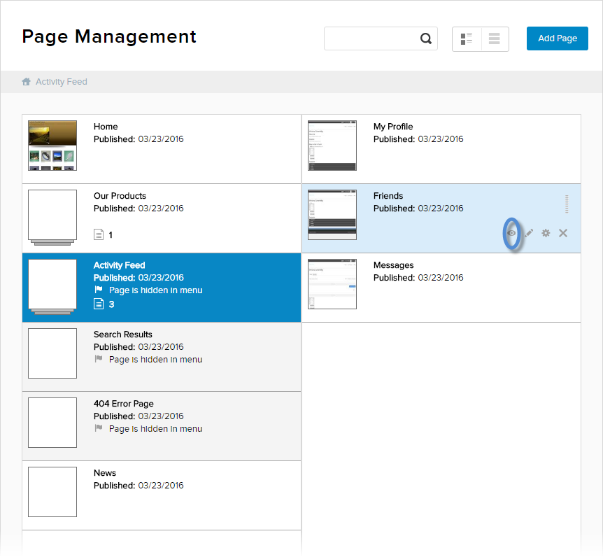Page Management > View